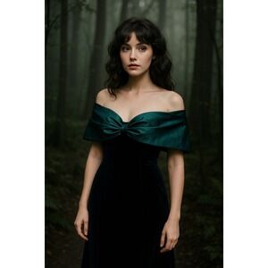 Emerald Green‎ Velvet Off Shoulder Bow Accent Crop Wrap